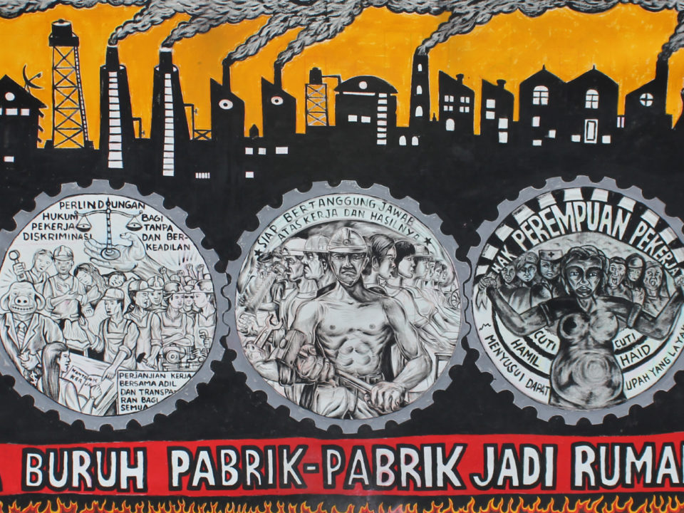 Ohne Arbeiter werden die Fabriken zu Geisterhäusern © Taring Padi