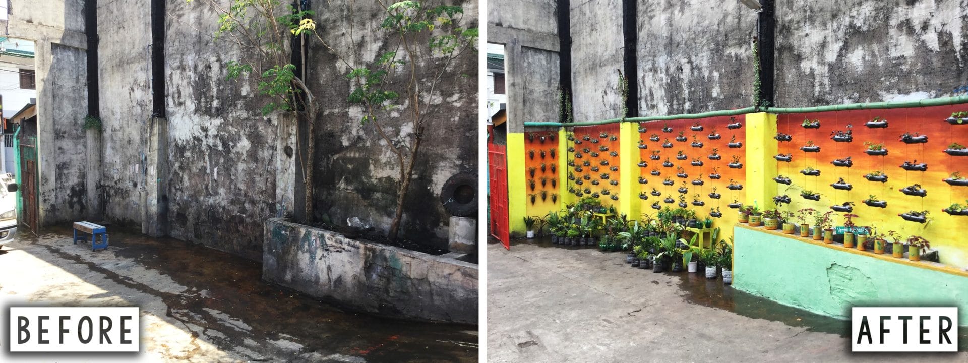 Barangay Potrero Malabon City vor und nach der Implementierung des Zero Wase Programms © Mother Earth Foundation
