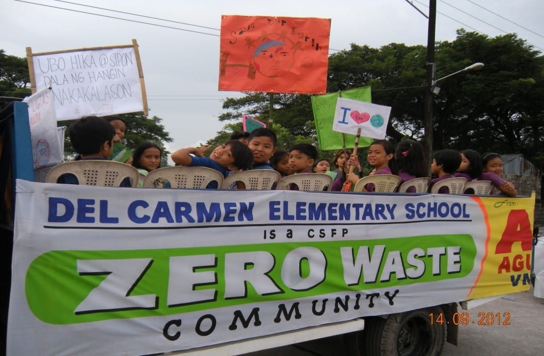 Schulkinder in San Fernando engagieren sich für das Zero Waste Programm © Mother Earth Foundation