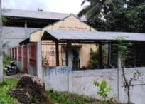 Redtagging gegen die IFI, gesprayt gegen die Kirchenmauern in Lakewood, Zamboanga del Sur, September 2018 © IFI Pagadian